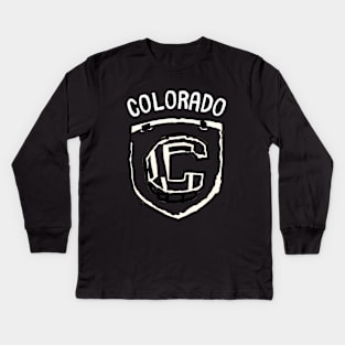 The Typography of Colorado Football American Soccer Team Kids Long Sleeve T-Shirt